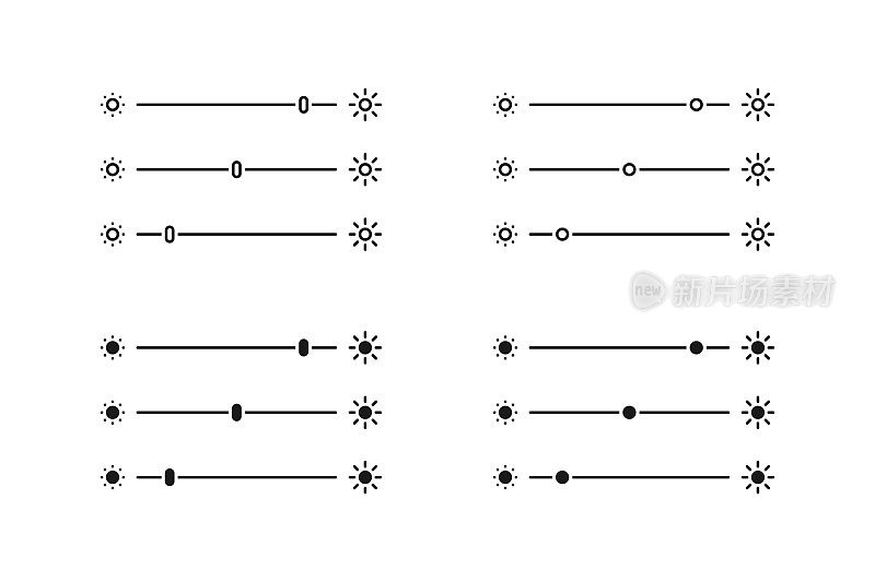 白色背景上的亮度控制集矢量设计。