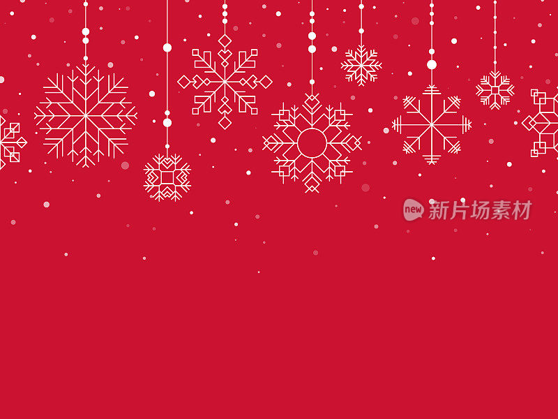 冬日雪花节日圣诞红色挂饰背景