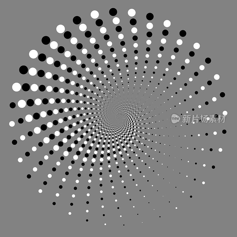 由黑色和白色圆圈组成的圆形螺旋形