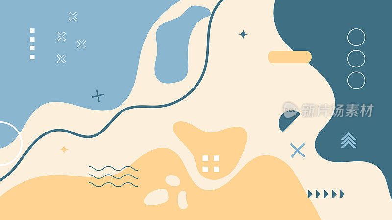 现代液体粉彩抽象背景与几何元素设计