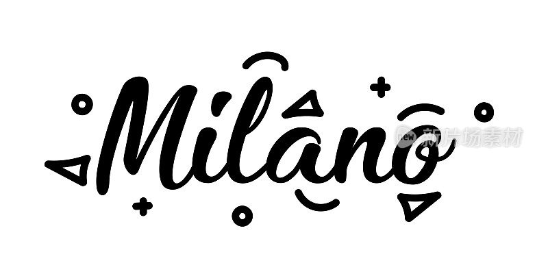 米兰城市字体字体横幅设计。旅游，城市，旅游，意大利