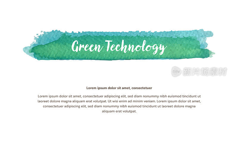 一个与环境问题相关的矢量设计模板。它包括一个水彩画的高亮标题，标题中写着绿色技术。