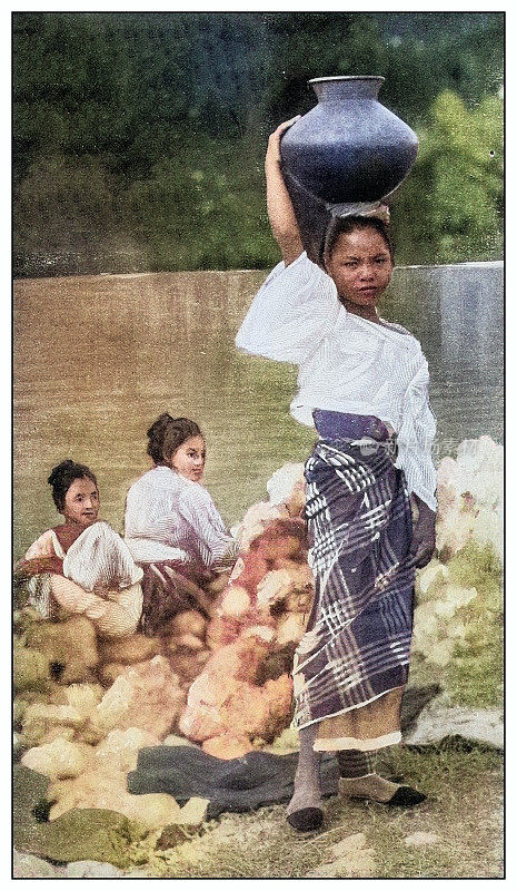 古色古香的黑白照片:菲律宾的塔加洛族女孩