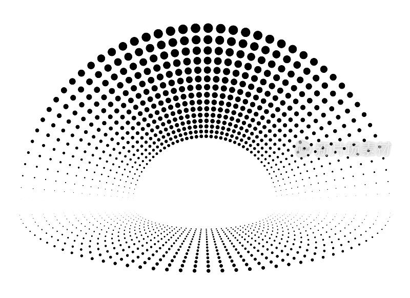 黑白点状半圆图案设计。