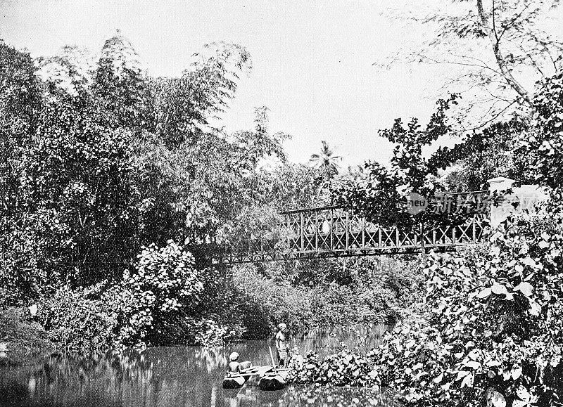 1895年印度的人物和地标:锡兰加勒的希望桥