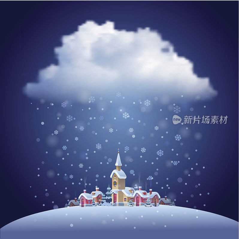 圣诞景观与降雪