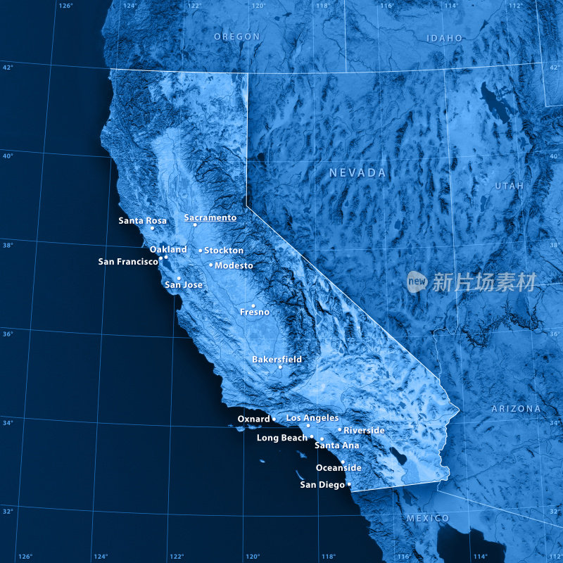 加州城市地形图