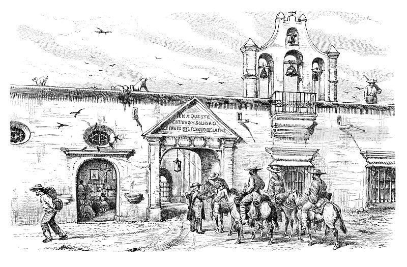 Tepenacasco庄园，在伊达尔戈，墨西哥约1880年