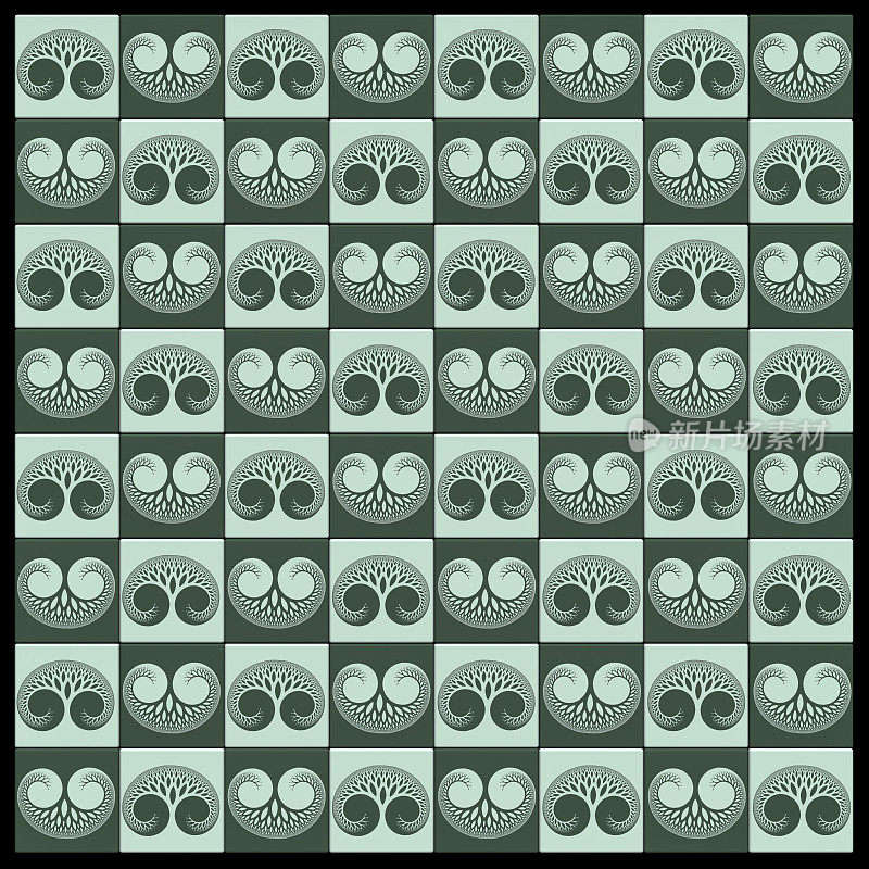 生命之树棋盘设计为绿色瓦片