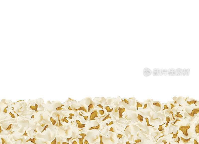 一组爆米花，孤立在白色。