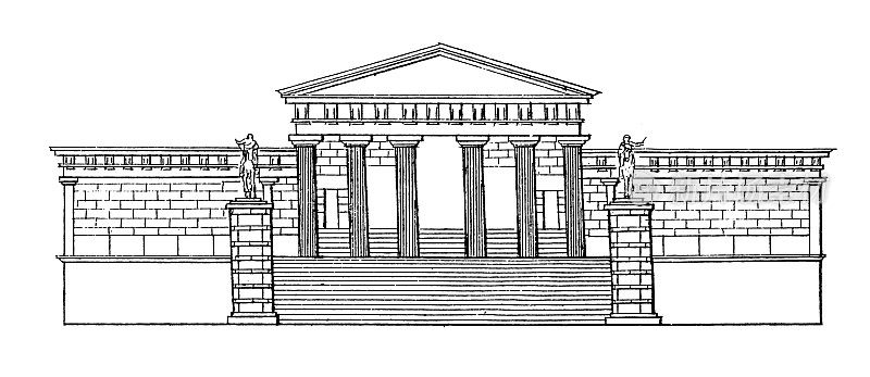 雅典卫城Propylaea，希腊，古代建筑插图