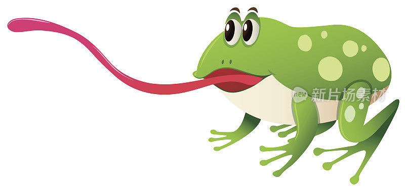 绿色的青蛙，舌头很长