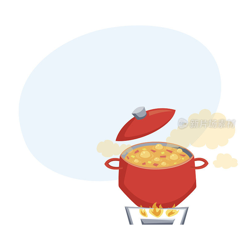 在锅里煮汤