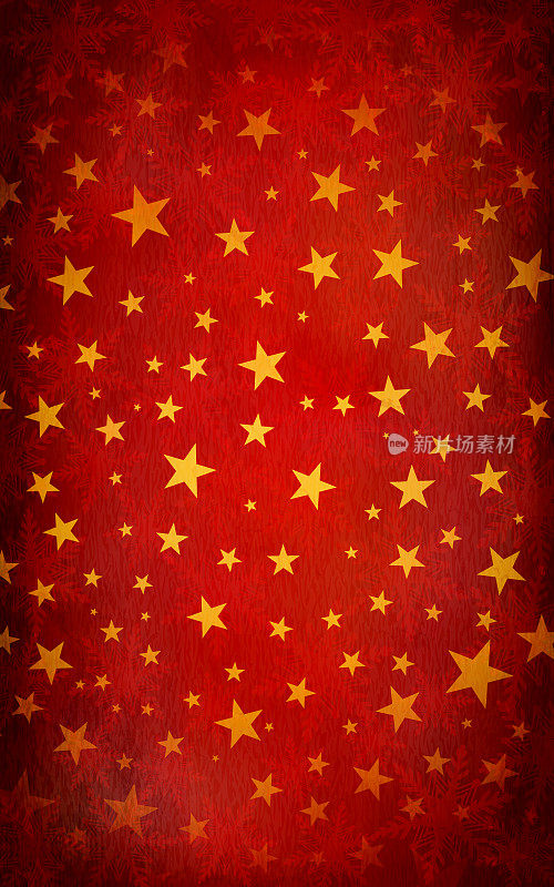 一个垂直矢量股票插图的红色背景与金色的星星