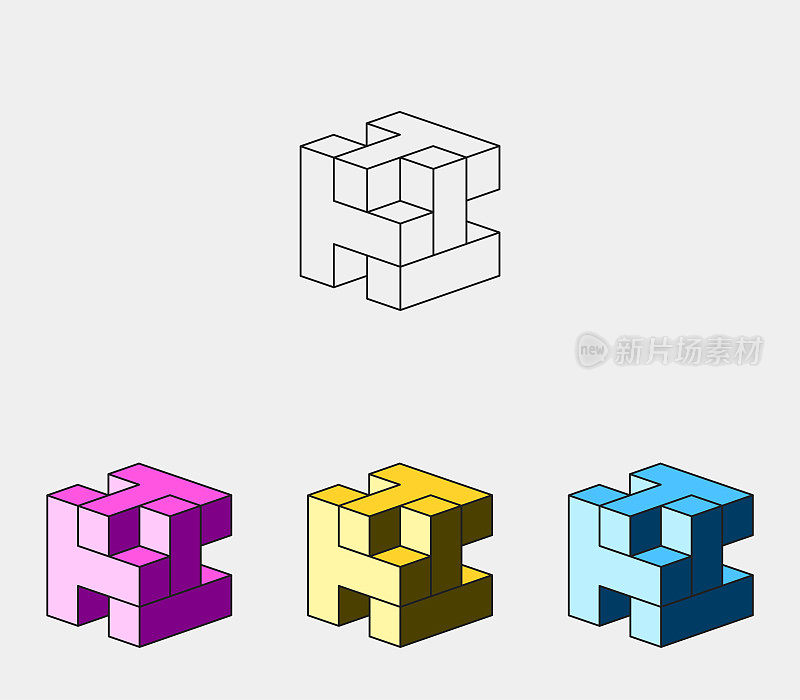 一套三维几何立方体结构模型进行设计