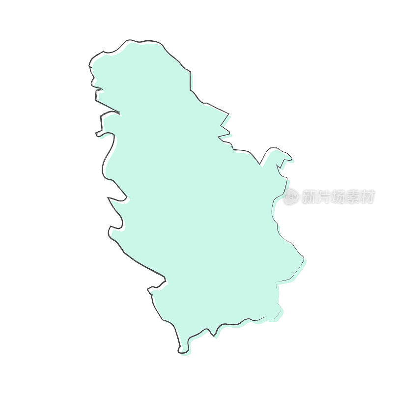 塞尔维亚地图手绘在白色的背景-时尚的设计