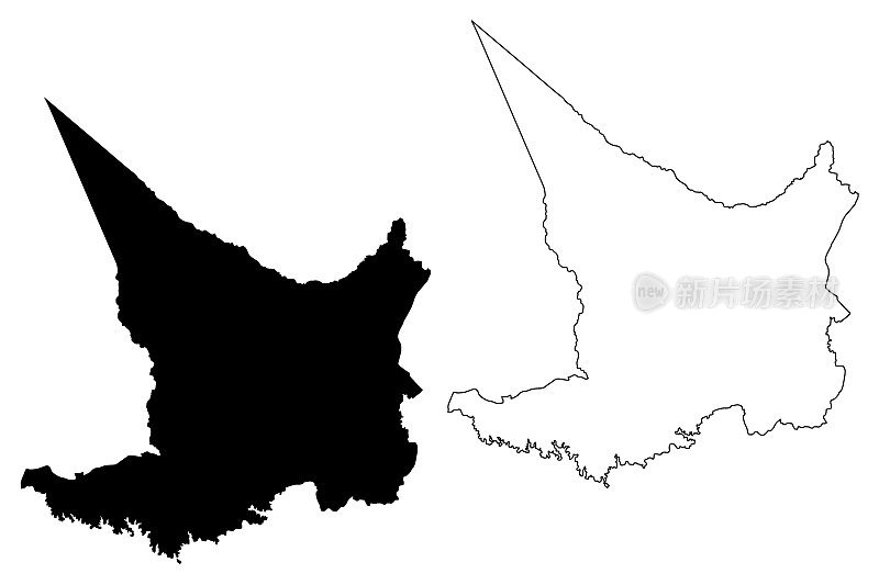 恩布县(肯尼亚共和国东部省)地图矢量插图，草稿恩布地图
