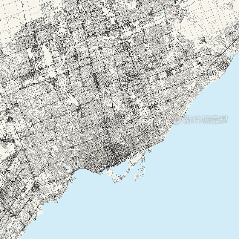 多伦多，安大略省，加拿大矢量地图