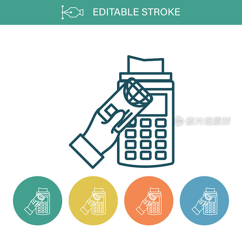非接触式支付设备可编辑的笔触细线图标