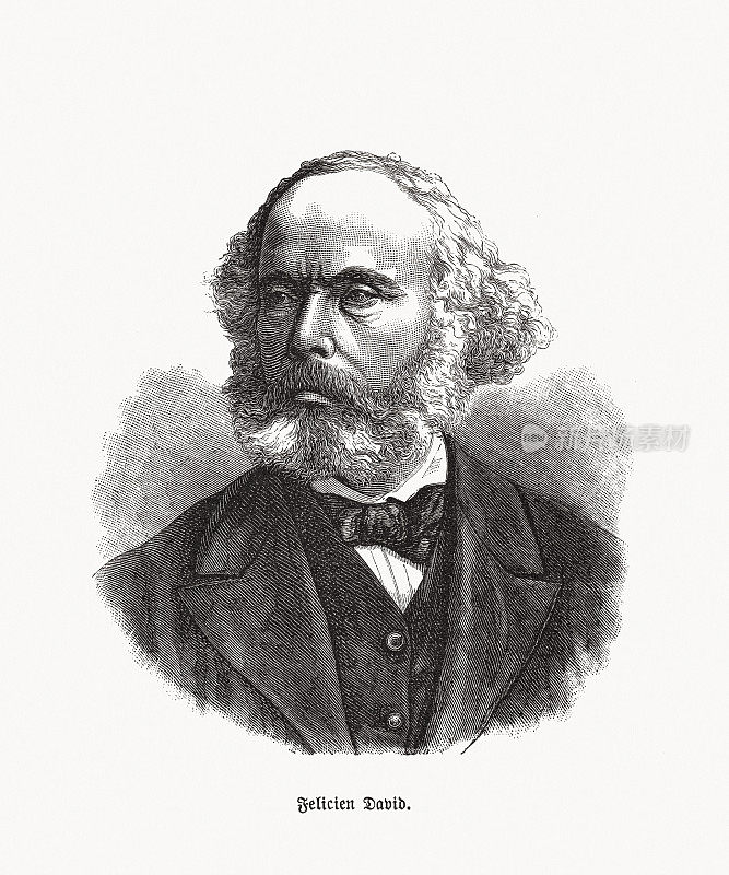 Félicien大卫(1810-1876)，法国作曲家，木刻，1893年出版
