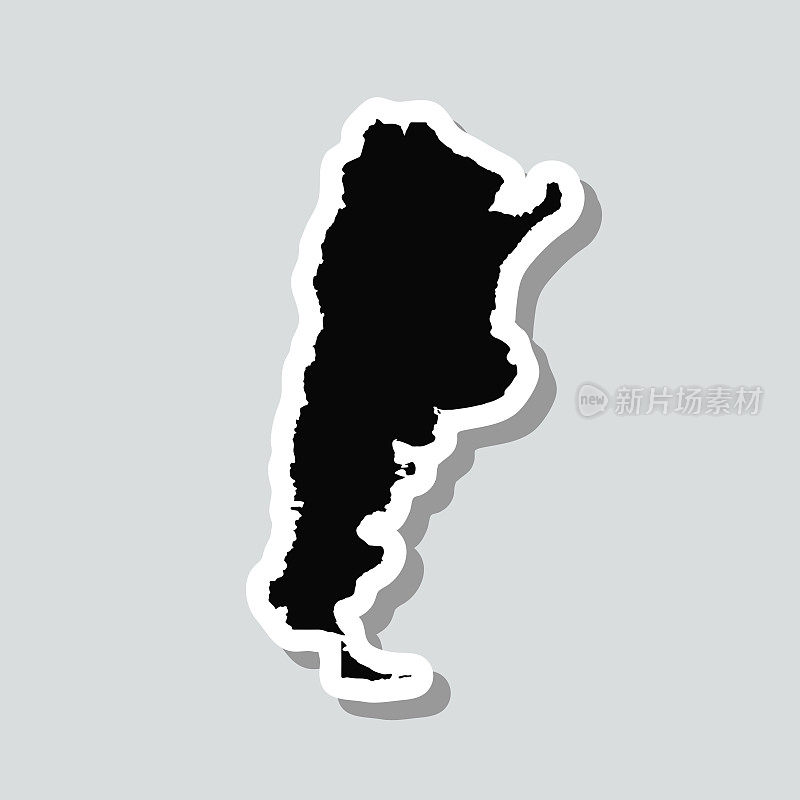 阿根廷地图贴纸上的灰色背景