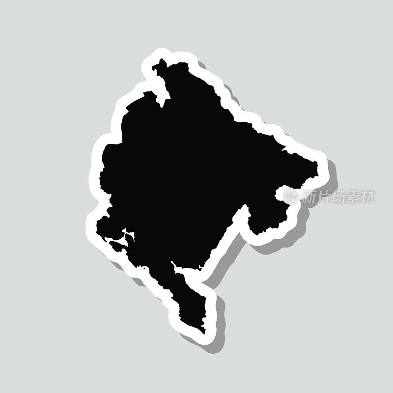 黑山地图贴纸上的灰色背景