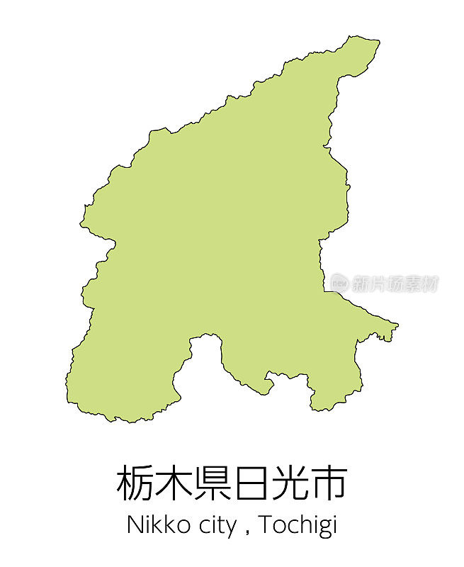 日本枥木县日光市地图。翻译过来就是:“枥木县日光市。”