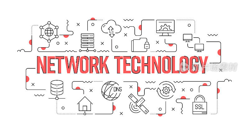 网络技术Web横幅线风格。现代设计矢量插图