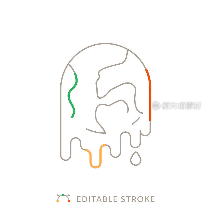 全球变暖多色线图标与可编辑的Stroke