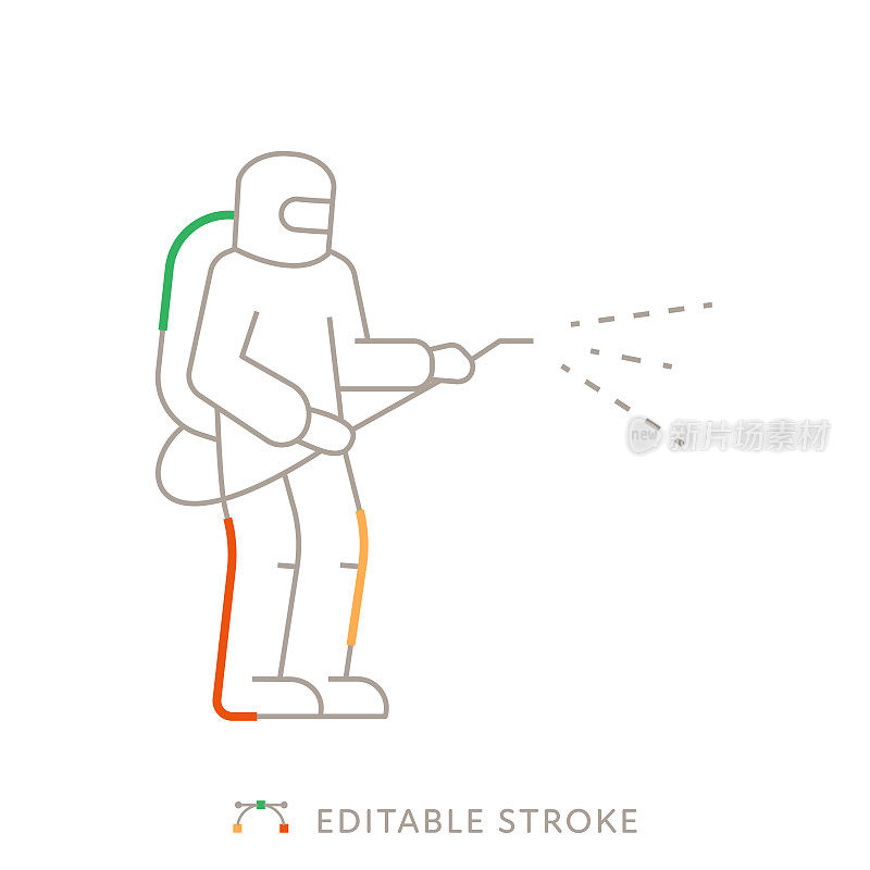 背包消毒剂多色线图标与可编辑的Stroke