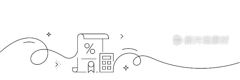 连续线绘制的金融图标。手绘符号矢量插图。