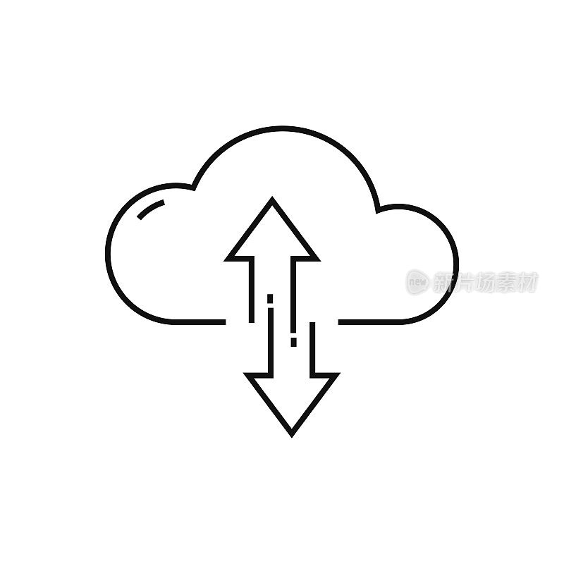 云计算线图标矢量插图。图标设计的标志，移动应用程序，网站，用户界面，用户体验，标志，符号。