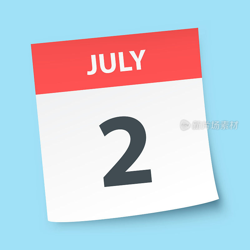 7月2日-蓝色背景的每日日历