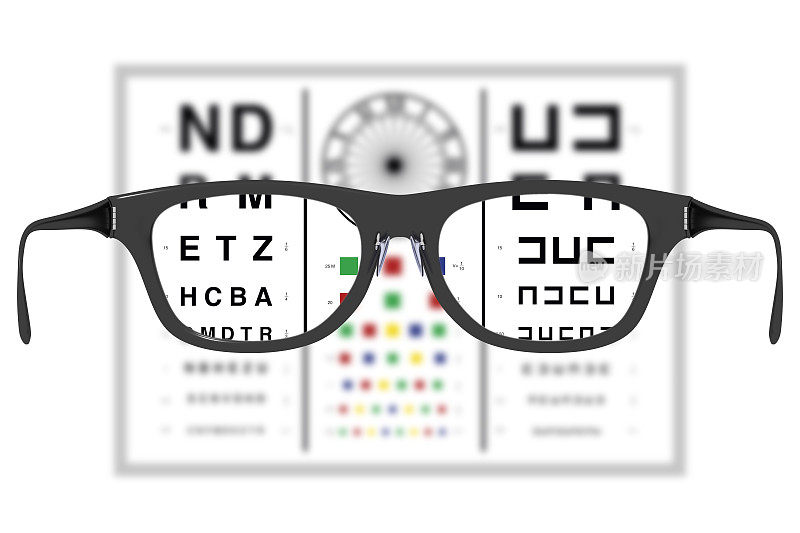 在视力测试中，眼镜的镜片可以带来敏锐的视力