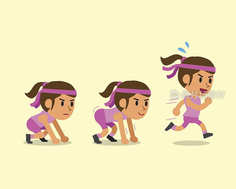卡通女子跑步步