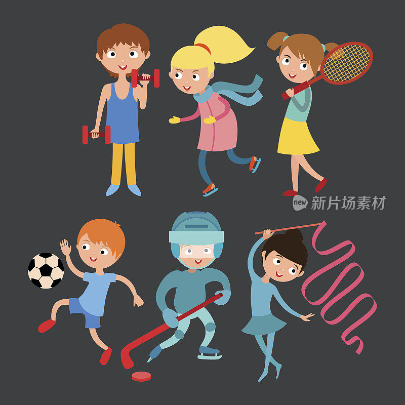 年幼的运动员孤立在白色矢量插图