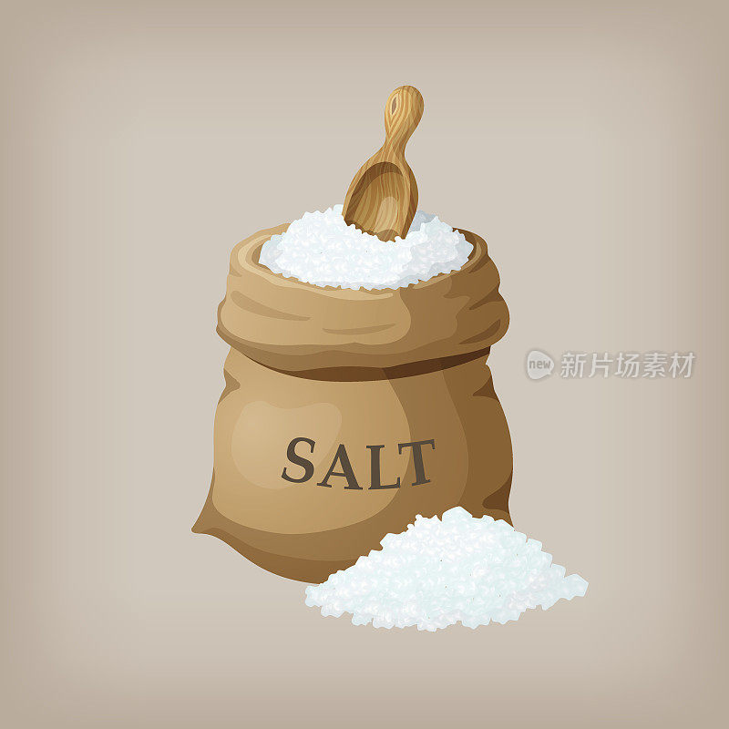 麻袋海盐。矢量图