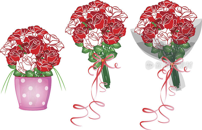 矢花束的红玫瑰花，为婚礼和情人节
