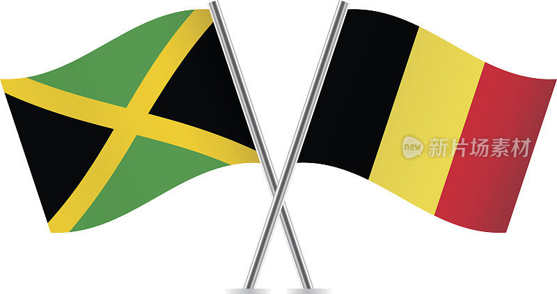 牙买加和比利时国旗。向量。