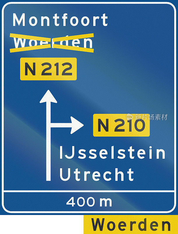 荷兰语信息标志-改道并显示另一条路线