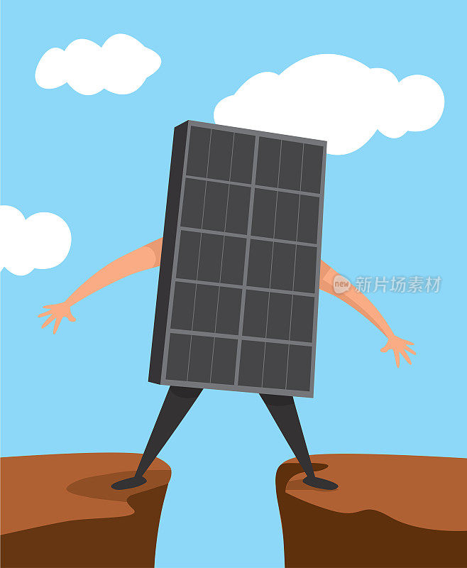 太阳能电池板站在缝隙上
