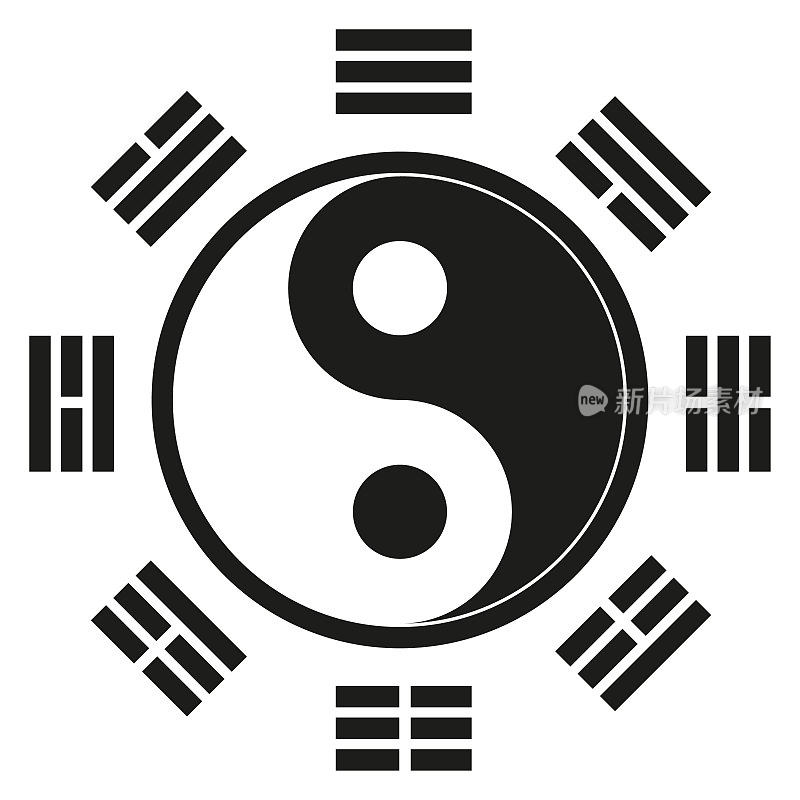图标象征阴阳，代表着东方哲学，东方医学。理想的教育和机构材料