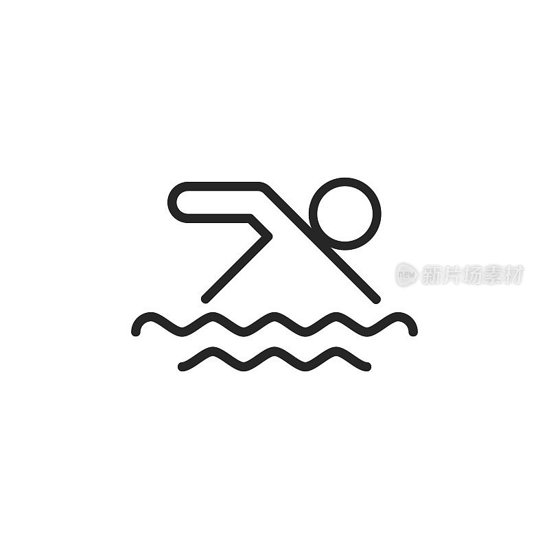 游泳行图标。可编辑的中风。像素完美。移动和网络。