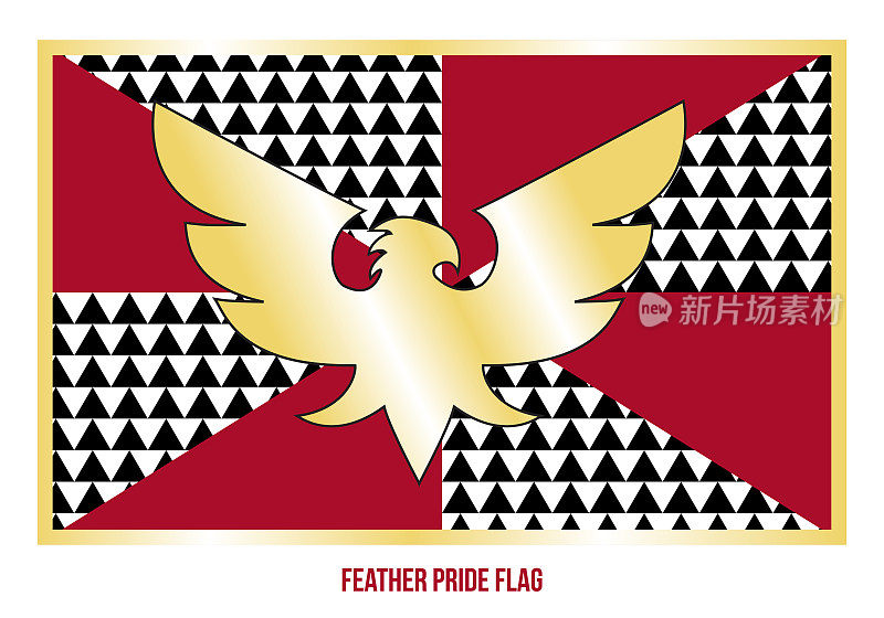 羽毛骄傲旗矢量插图设计与正确的配色方案