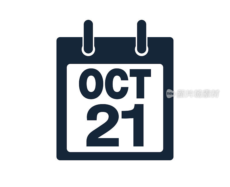10月21日日历图标股票矢量插图