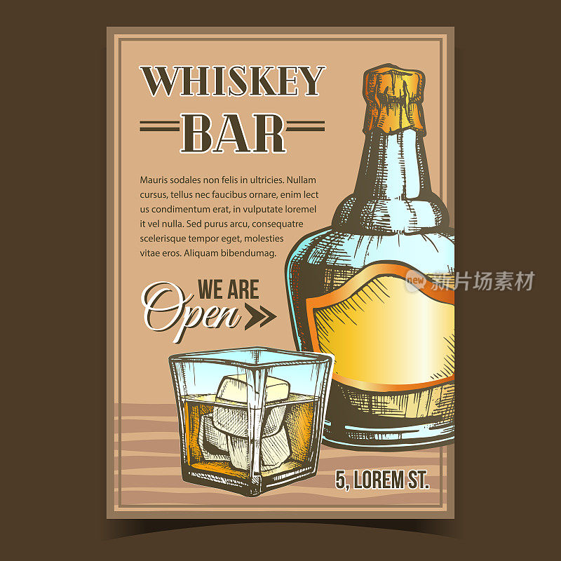 威士忌酒吧创意广告海报矢量