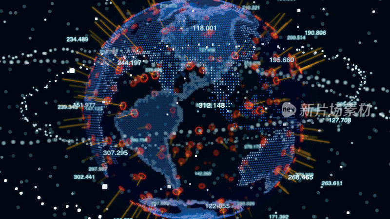 数字地球仪，科技全息球。未来抽象数字背景。向量股票插图