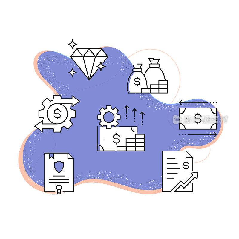 金融相关的现代线条风格矢量插图