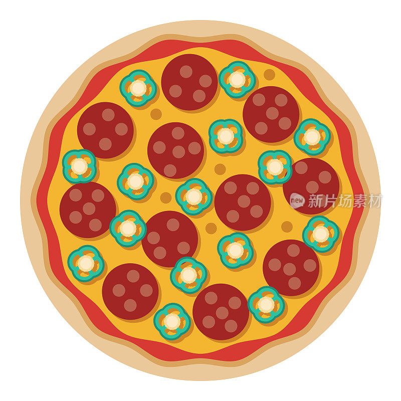辣香肠披萨图标上的透明背景