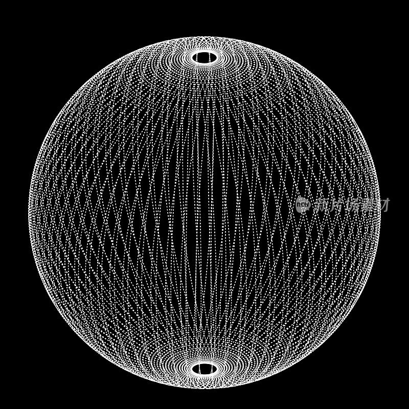 抽象的球形透明的三维形状虚线